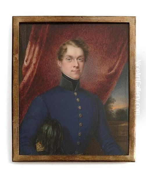 Portrait Eines Jungen Herrn In Uniform Oil Painting by Josef Eduard Teltscher