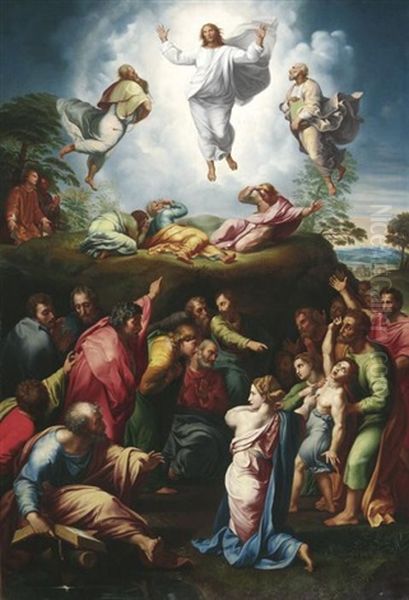 Die Transfiguration (after Raffaello Santi) Oil Painting by August Temmel