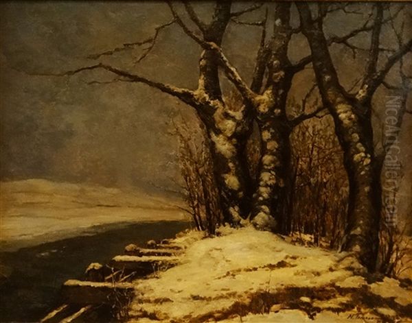 Winter Landscape Oil Painting by Nicholas Tempeanu