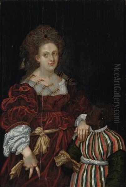 Laura De' Dianti, Dutchess Of Ferrara, After Titian Oil Painting by Abraham Lambertsz Jacobsz van den Tempel