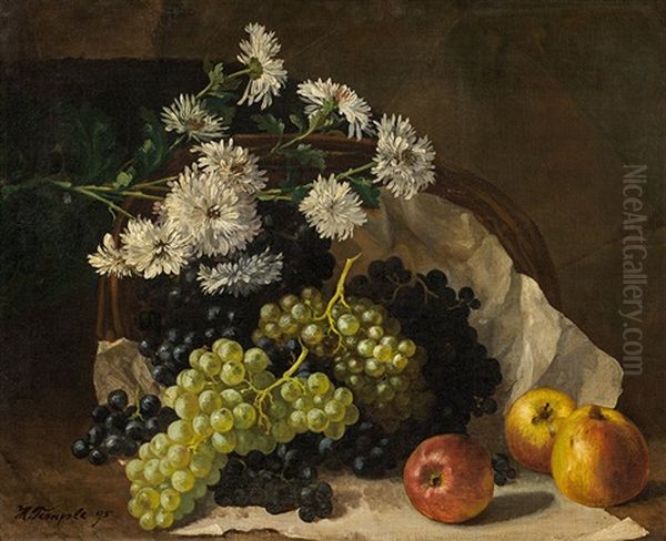 Autumn Still Life With Grapes Oil Painting by Hans Temple