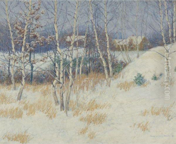 Stand Of Birch Trees In Winter Oil Painting by John Leslie Breck