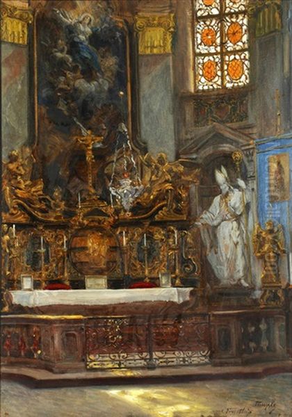 Altar At Durnstein Church, Austria Oil Painting by Hans Temple