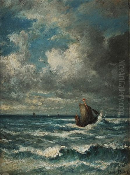 Bateau Dans La Tempete Oil Painting by Rene Tener