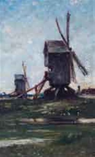 Moulin Oil Painting by Rene Tener