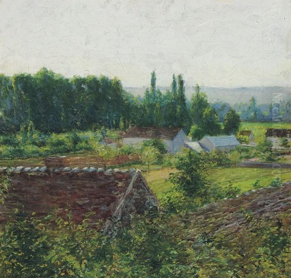 Farmhouses In Giverny Oil Painting by John Leslie Breck