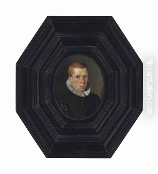 Portrait Of A Gentleman, Bust-length, In A Black Doublet And White Ruff Oil Painting by Jan Tengnagel