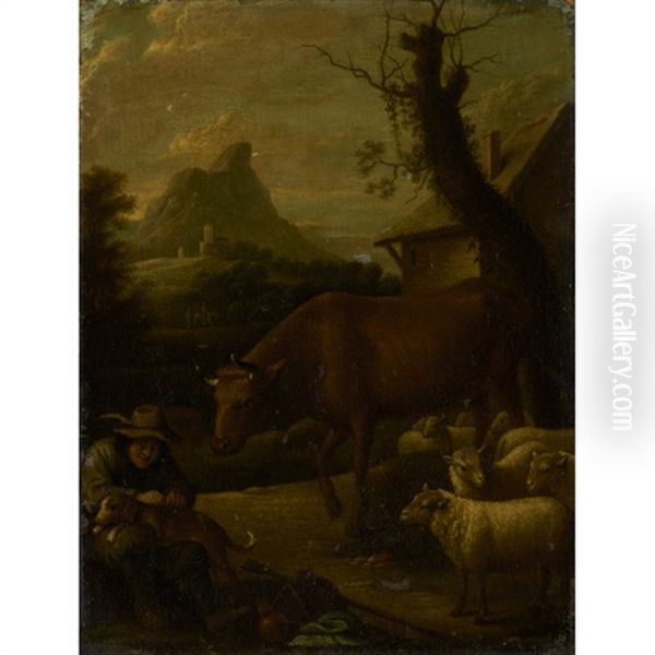 A Pastoral Scene Oil Painting by David Teniers III