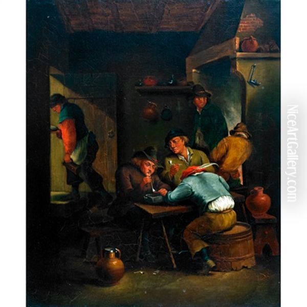 Peasant Smokers In A Tavern Oil Painting by David Teniers III