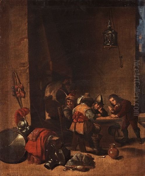 Interior With Guards Oil Painting by David Teniers Iv