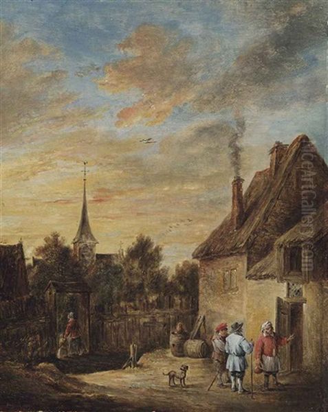 Peasants By A Cottage Oil Painting by David Teniers Iv