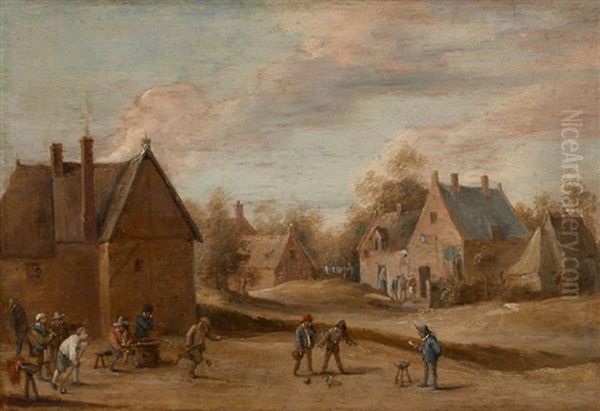 Les Joueurs De Boules Oil Painting by David Teniers Iv