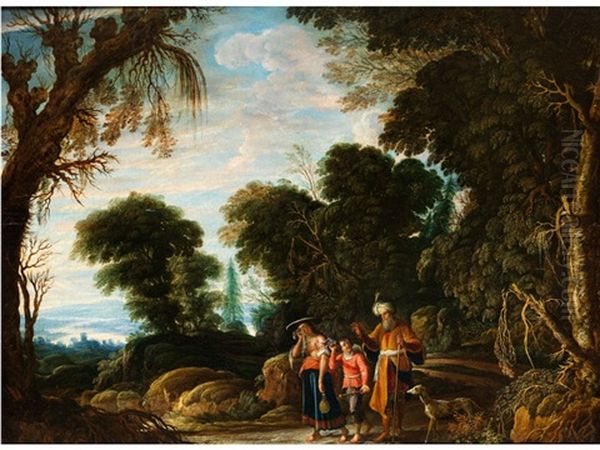 Verstossung Der Hagar In Bewaldeter Landschaft Oil Painting by David Teniers the Elder