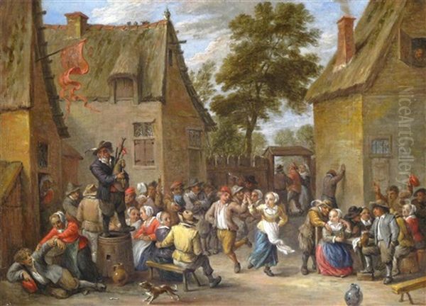 Peasants Making Merry By An Inn Oil Painting by David Teniers the Elder