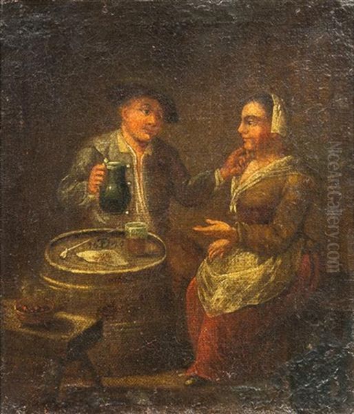 Man And Woman Drinking Oil Painting by David Teniers the Elder