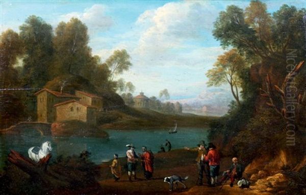 Halte Au Bord D'un Lac Oil Painting by David Teniers the Elder