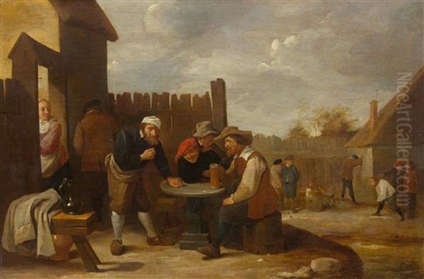 Peasants Playing Dice Oil Painting by David Teniers the Younger