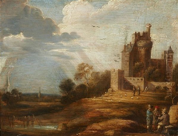 Landscape With Figures And A Castle Oil Painting by David Teniers the Younger