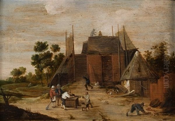 Paisaje De Aldea Con Carpintero Oil Painting by Abraham Teniers