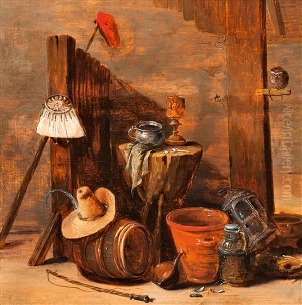 Barn Interior Oil Painting by Abraham Teniers