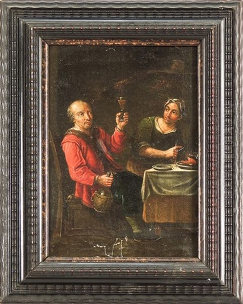 Scena Galante In Osteria Oil Painting by Abraham Teniers