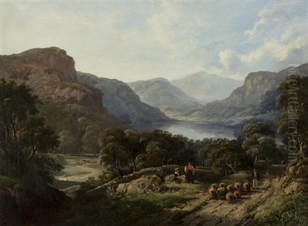 A Shepherd In A Rural Landscape Oil Painting by John Frederick Tennant