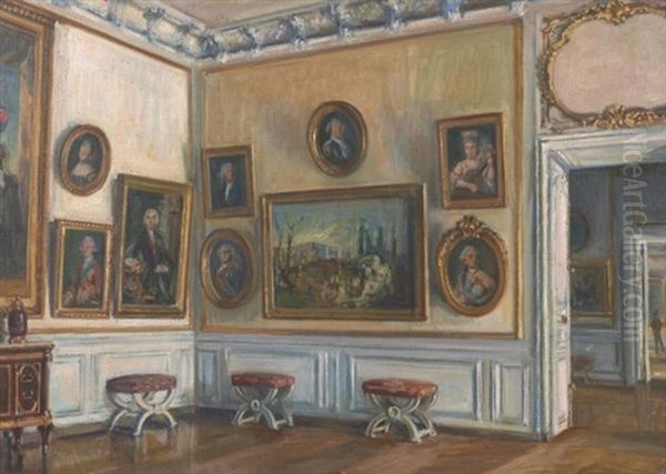 Vue D'un Salon Des Appartements De Mesdames A Versailles Oil Painting by Charles Henry Tenre