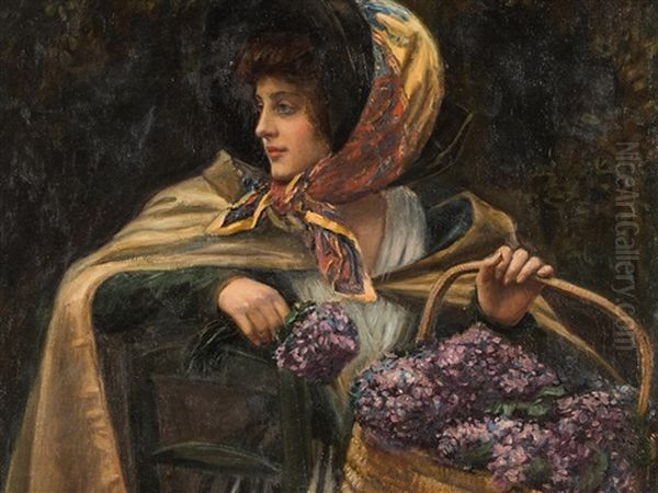 La Marchande De Violettes Oil Painting by Charles Henry Tenre