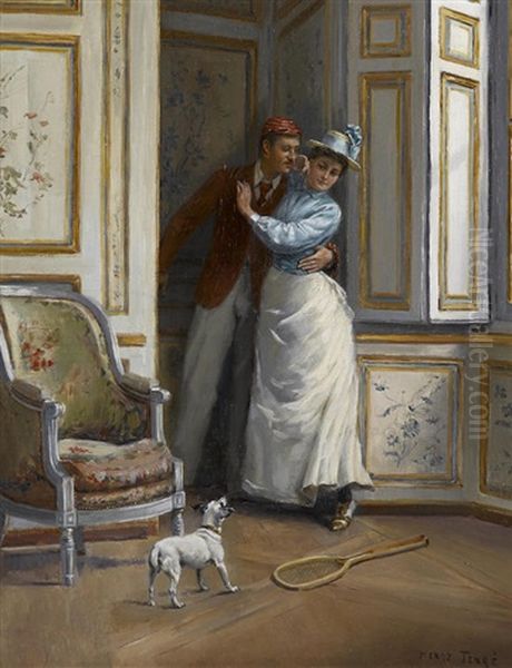 A Surprise Oil Painting by Charles Henry Tenre