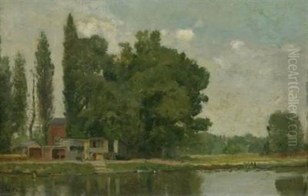 An Der Seine Bei Bougival Oil Painting by Charles Henry Tenre