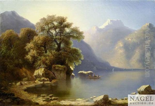 Landschaft Mit Hochgebirgssee Oil Painting by Jean Marc Benjamin Tepping