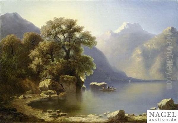 High Mountains Lake Oil Painting by Jean Marc Benjamin Tepping