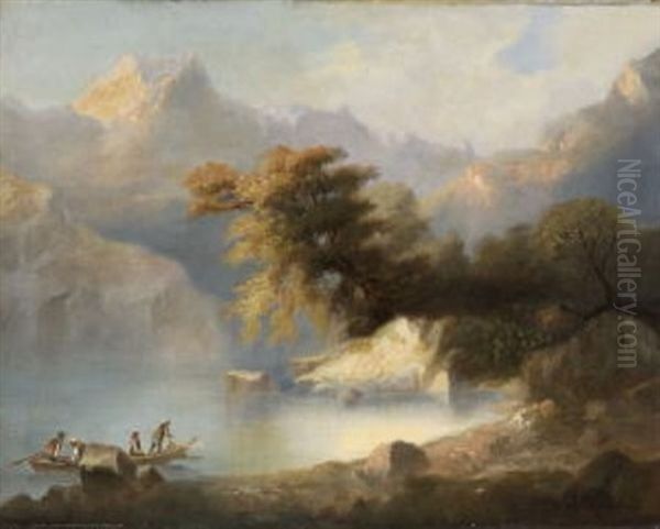 Gebirgssee Oil Painting by Jean Marc Benjamin Tepping