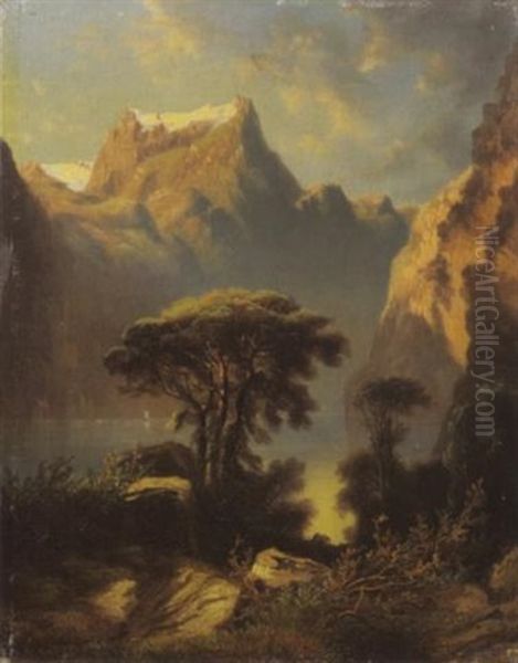 Urnersee Mit Blick Auf Urirotstock Oil Painting by Jean Marc Benjamin Tepping