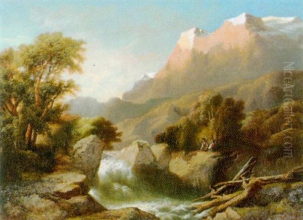 Wildbach Im Berner Oberland Oil Painting by Jean Marc Benjamin Tepping