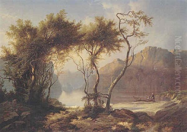 Lac En Suisse Oil Painting by Jean Marc Benjamin Tepping