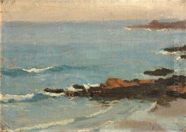 California Coastal View Oil Painting by Panos Terlemezian