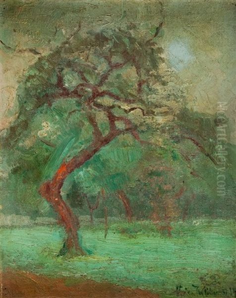 An Orchard Oil Painting by Wlodzimierz Terlikowski