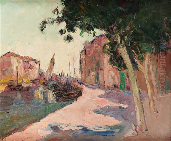 Port In Saint-tropez Oil Painting by Wlodzimierz Terlikowski