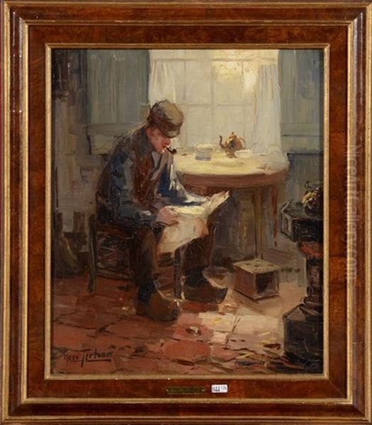 Homme Au Journal Oil Painting by Kees Terlouw