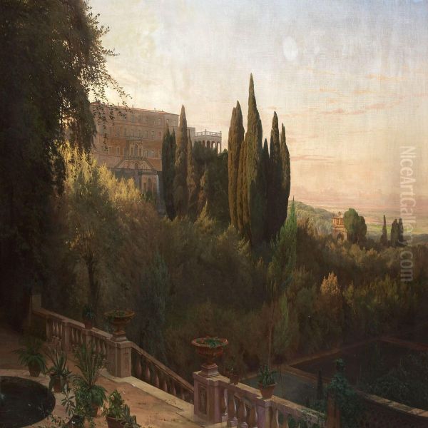 View Of Villad'este Oil Painting by Niels Bredal