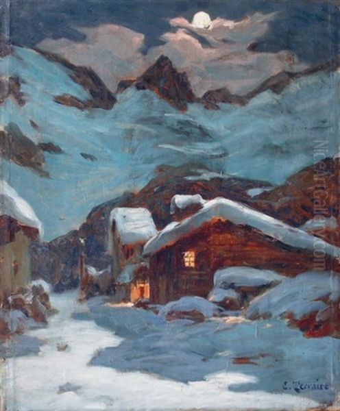 Hameau Dans La Montagne Oil Painting by Clovis Frederic Terraire