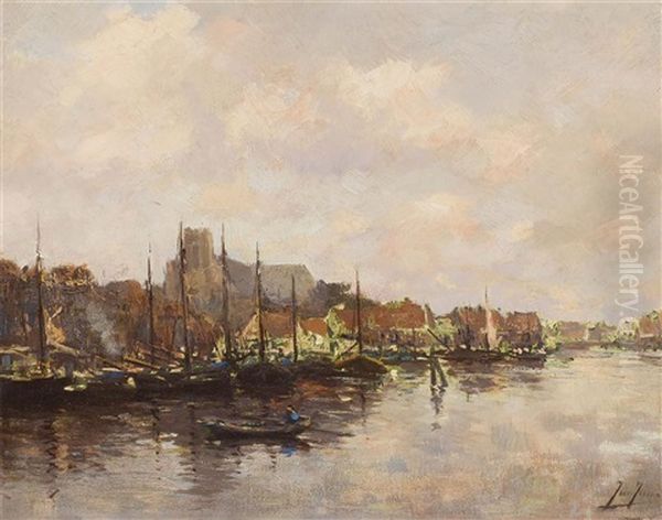 Harbour Oil Painting by John Terris