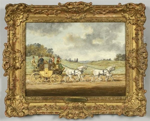 The Mail Coach (+ The Birmingham Coach; 2 Works) Oil Painting by Joseph Alfred Terry