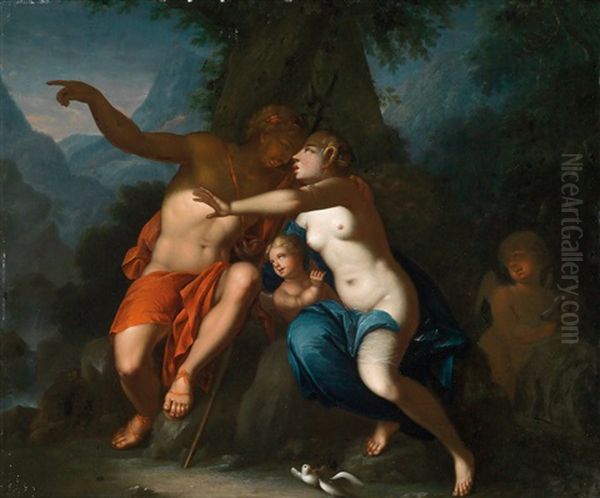 Venus Und Adonis Oil Painting by Augustus (Snip) Terwesten