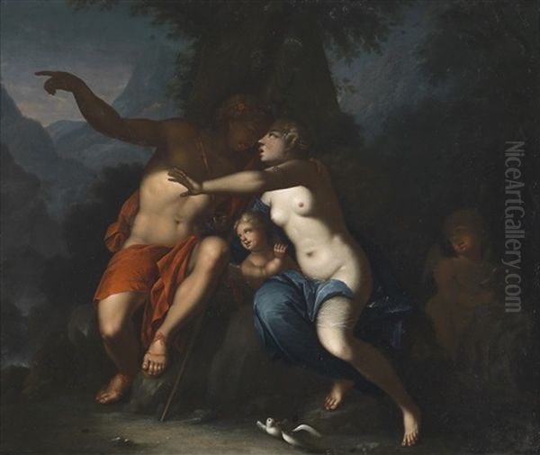 Venus Und Adonis Oil Painting by Augustus (Snip) Terwesten