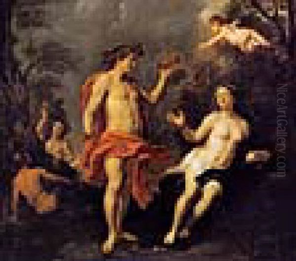 Bacchus Und Ariadne Oil Painting by Augustus (Snip) Terwesten