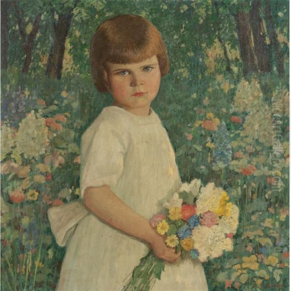 Portrait Of A Young Girl Oil Painting by Rae Sloan Bredin