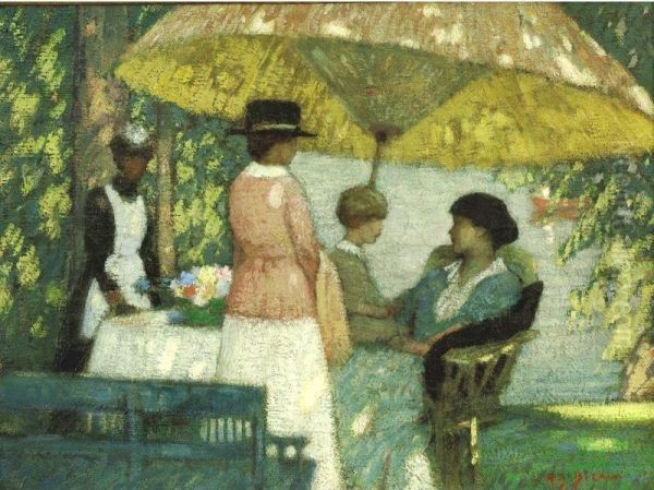 Under The Parasol Oil Painting by Rae Sloan Bredin