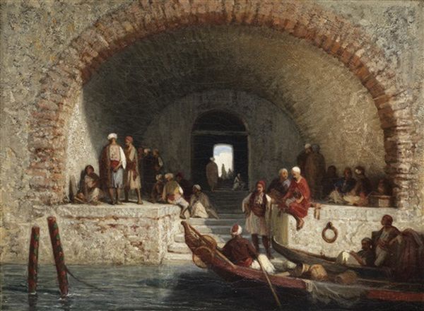 The Water Gate Oil Painting by Louis Tesson